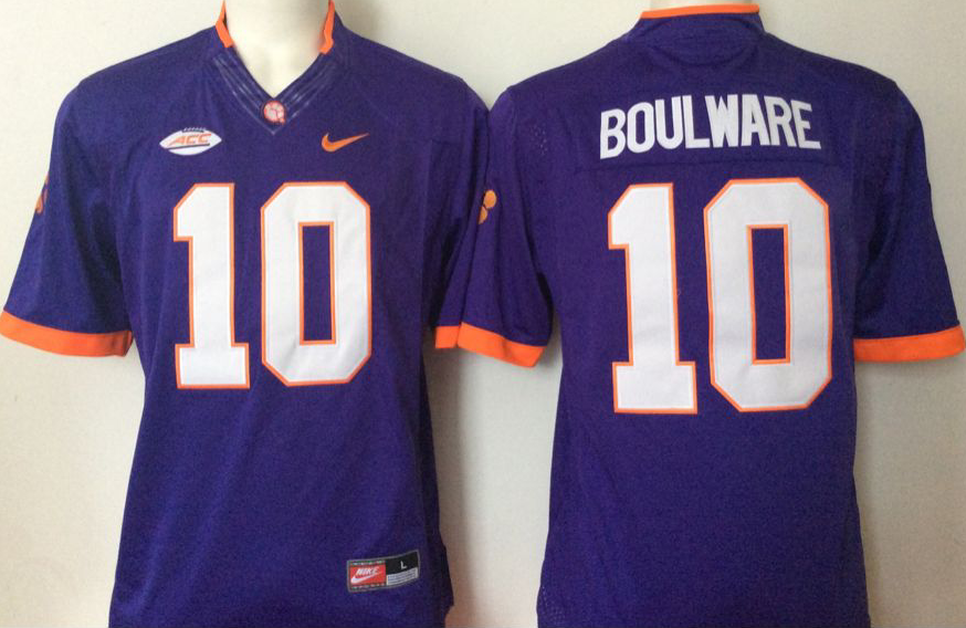 NCAA Men Clemson Tigers Purple #10 Boulware->ncaa teams->NCAA Jersey